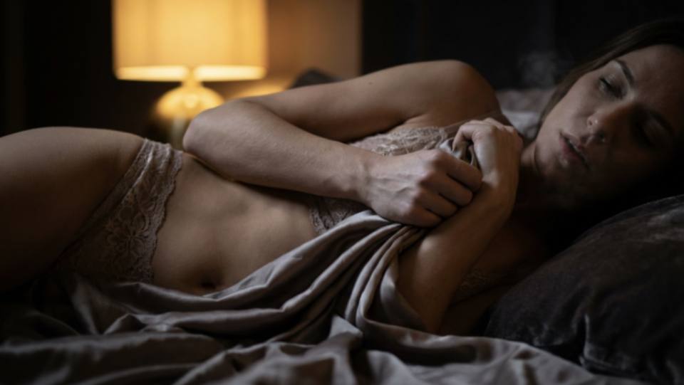 mulher sensualizando na cama