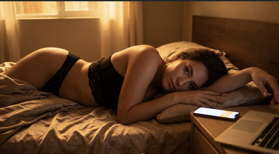 mulher deitada na cama